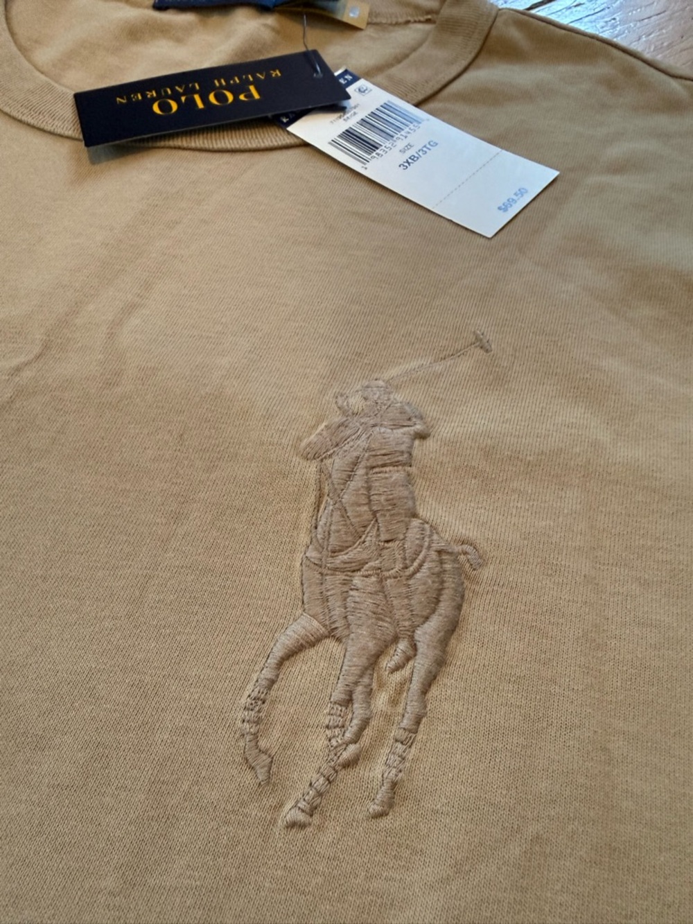 Polo Ralph Lauren Beige Embroidered BIG PONY Classic Fit T Shirt Men’s Size 3XB - Picture 4 of 13